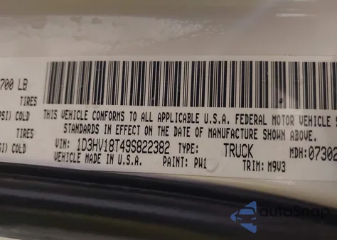 2009 Dodge Ram 1500 Slt/Sport/Trx из США, поврежденный, VIN 1D3HV18T49S822382